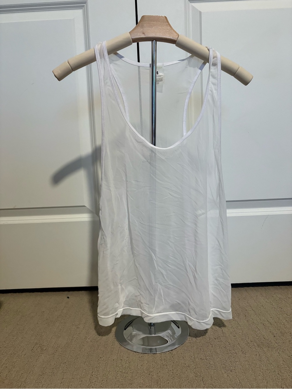 POPFLEX White Sheer Scoop Neck Racerback Tank
